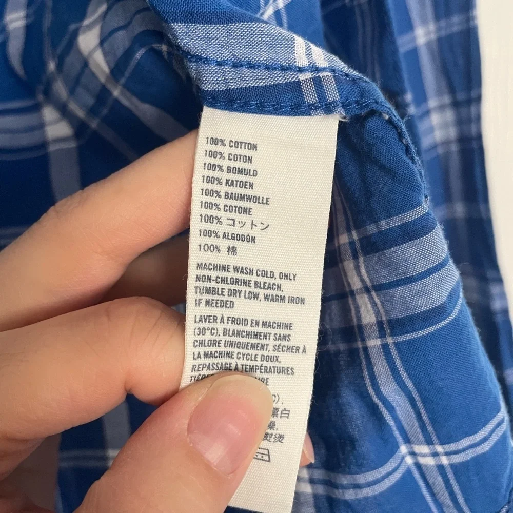 NWT Abercrombie Kids Blue Lightweight Checkered Flannel Shirt 100% Cotton